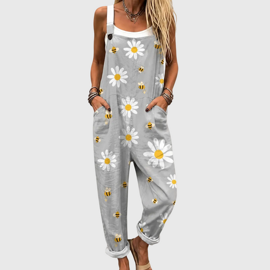SOFT DUNGAREES WITH DAISIES AND BEES