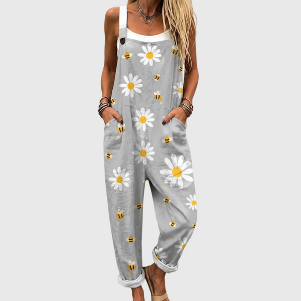SOFT DUNGAREES WITH DAISIES AND BEES